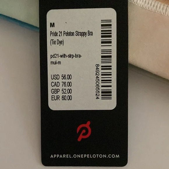 Peloton WITH Strappy Sports Bra Lead With Love Rainbow Tie Dye Size M - Picture 4 of 8